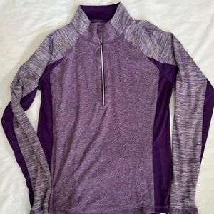 L Danskin Now Semi Fitted Large 12/14 Purple Running Pullover Shirt Activewear